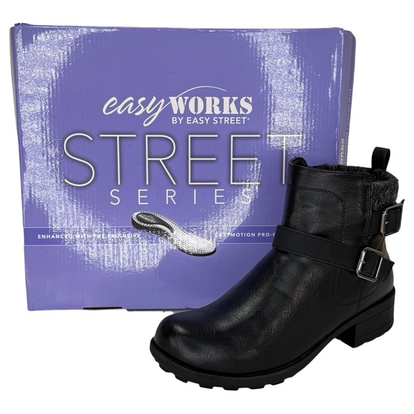 Easy Works by Easy Street Kourt Black Faux Leather Womens Ankle Boots Size 8M - Picture 13 of 13
